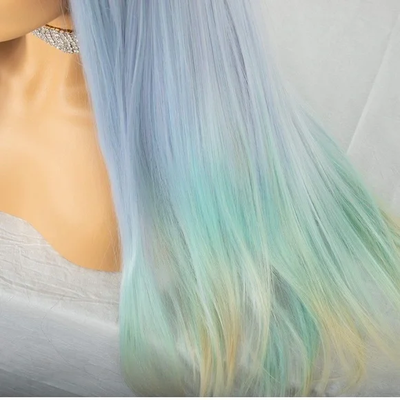 ✨24” NISA BLUE OMBRÉ STRAIGHT LACE FRONT WIG *NWT* display picture 2